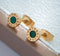 Classic 14K Gold Plated Green Roman Numerals Round Men & Women Stud Earrings